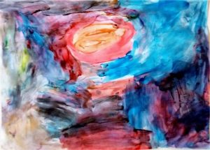 Djevojčica u art terapijskom procesu prikazuje svemir i novu planetu kao simbol imaginarne sigurnosti.